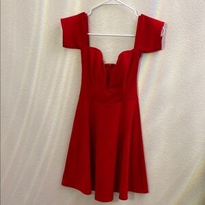 Elegant Red Off-Shoulder Dress